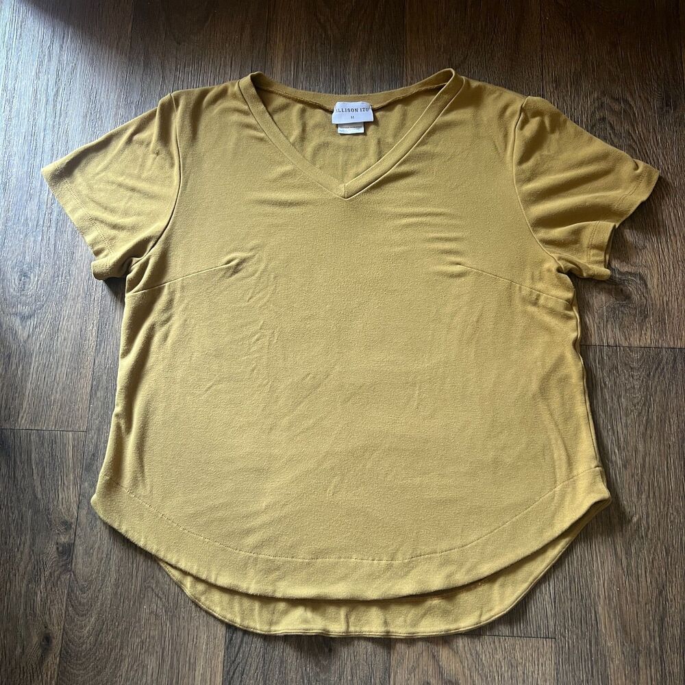 Allison Izu chartruse minimalist capsule indie short sleeve v neck t shirt M
